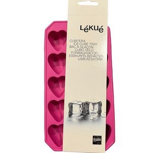 Lekue Heart Shaped Silicone Ice Cube Tray NEW